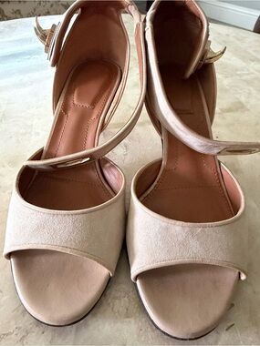 Givenchy Blush Beige Open-Toe Suede Shark lock Ankle-Strap Sandals 36